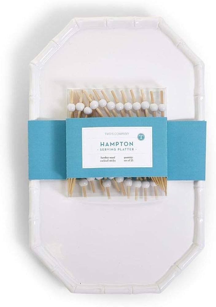 Two's Company Hampton Faux Bamboo Fretwork Serving Platter With 20 Bamboo Picks | Amazon (US)