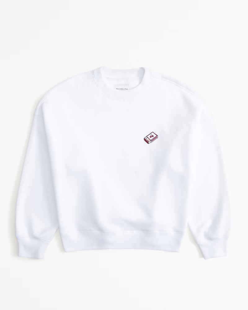 Abercrombie & Fitch Women's Embroidered Graphic Classic Sunday Crew in White - Size XXS | Abercrombie & Fitch (US)