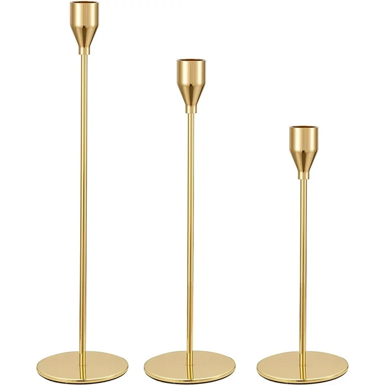 HBlife Gold Wedding Party Taper Candle Holders, Set of 3 - Walmart.com | Walmart (US)