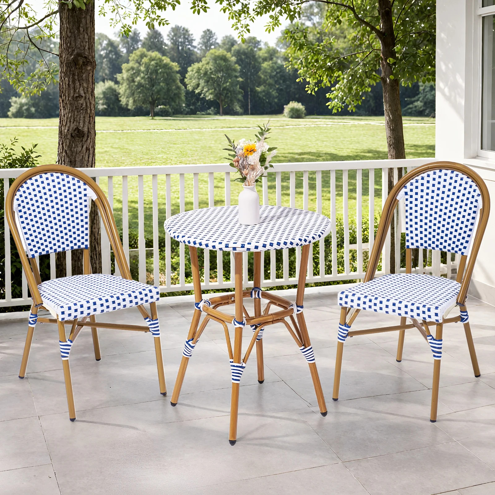 Vitarpatio 3 Piece Aluminum French Bistro Set, French Bistro Table and Chairs Patio Bistro Set Ou... | Walmart (US)