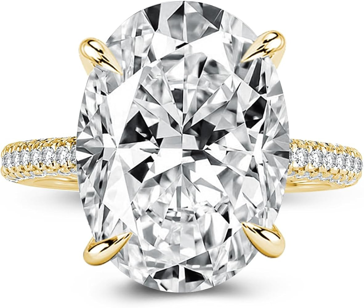 5.0/8.0CT Excellent Oval Cut Engagement Ring,D-Color VVS Big CZ Gemstone 925 Sterling Silver Prom... | Amazon (US)