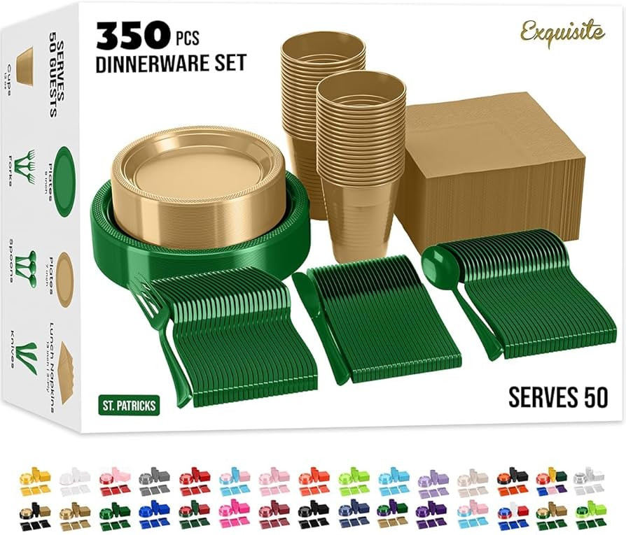 350 Pcs St. Patrick's Day Disposable Plates For Party, St. Patrick's Plastic Plates Set 50 Of Eac... | Amazon (US)