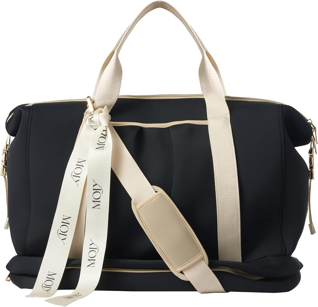 MOIY Women's Gym Duffel Bag, Neoprene Material, 18.11 x 8.66 x 11.81 inches, Black | Amazon (US)