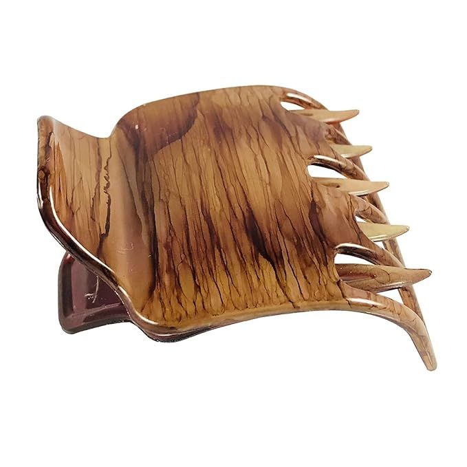 Parcelona French Paw Brown Streaks Wide Side Slide In Jaw Yoga Hair Claw Clip (Brown Streaks) | Amazon (US)