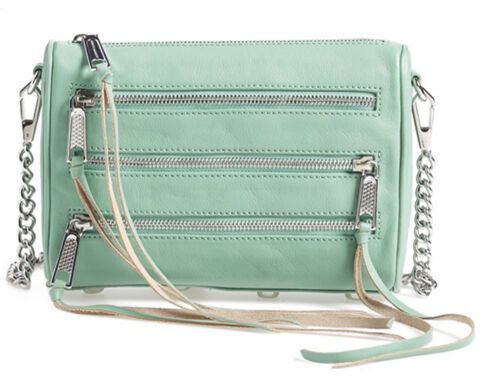 Rebecca Minkoff Mini 5 Zip Sage Green Leather Crossbody Convertible Clutch Bag  | eBay | eBay AU