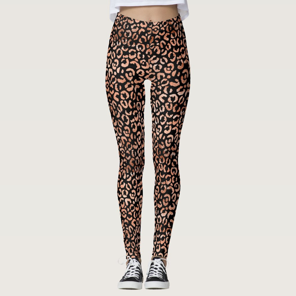 Monogram Chic Leopard Animal Print Leggings | Zazzle