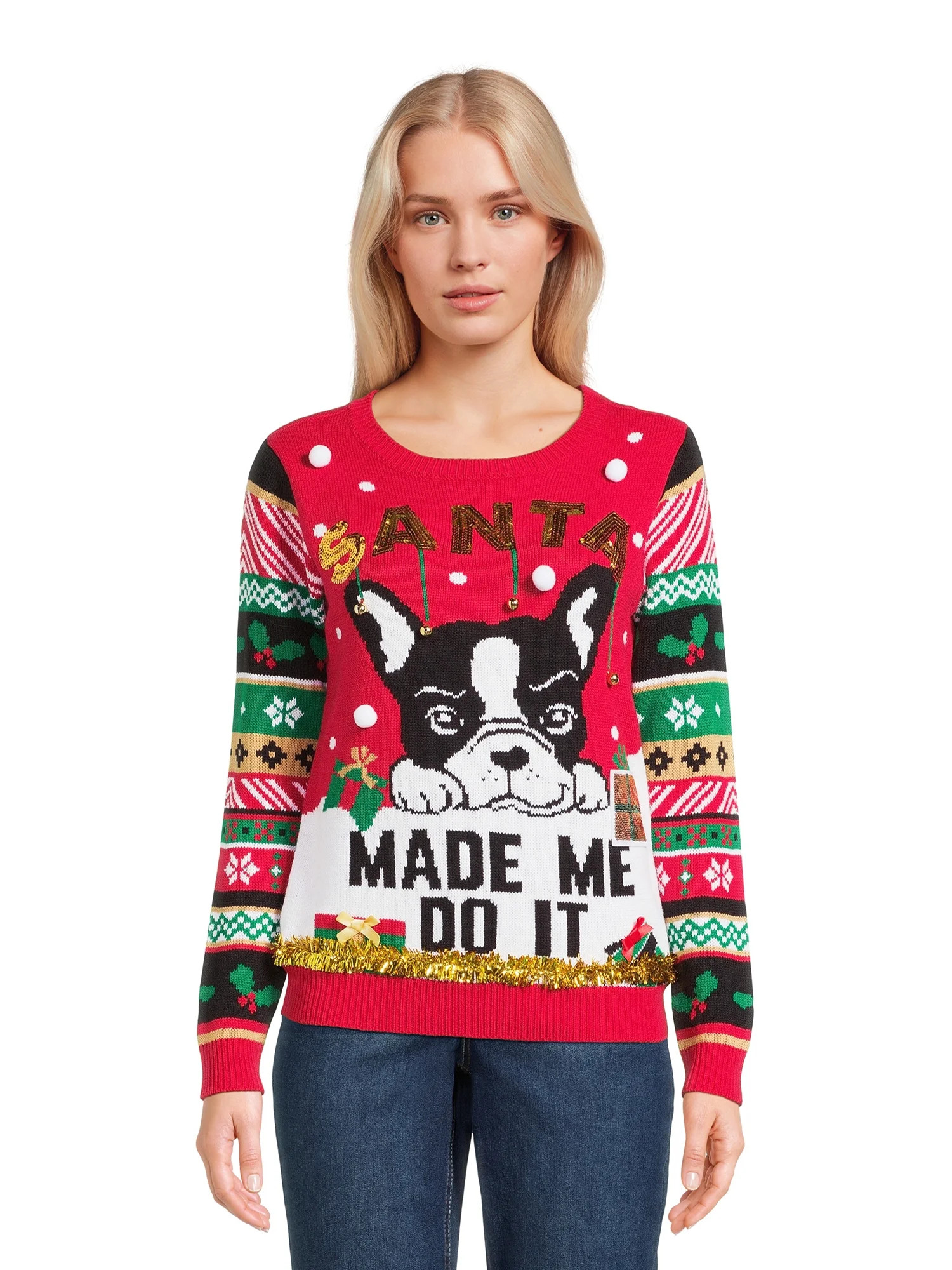 No Boundaries Juniors Christmas Sweater, Midweight, Sizes XS-XXXL | Walmart (US)