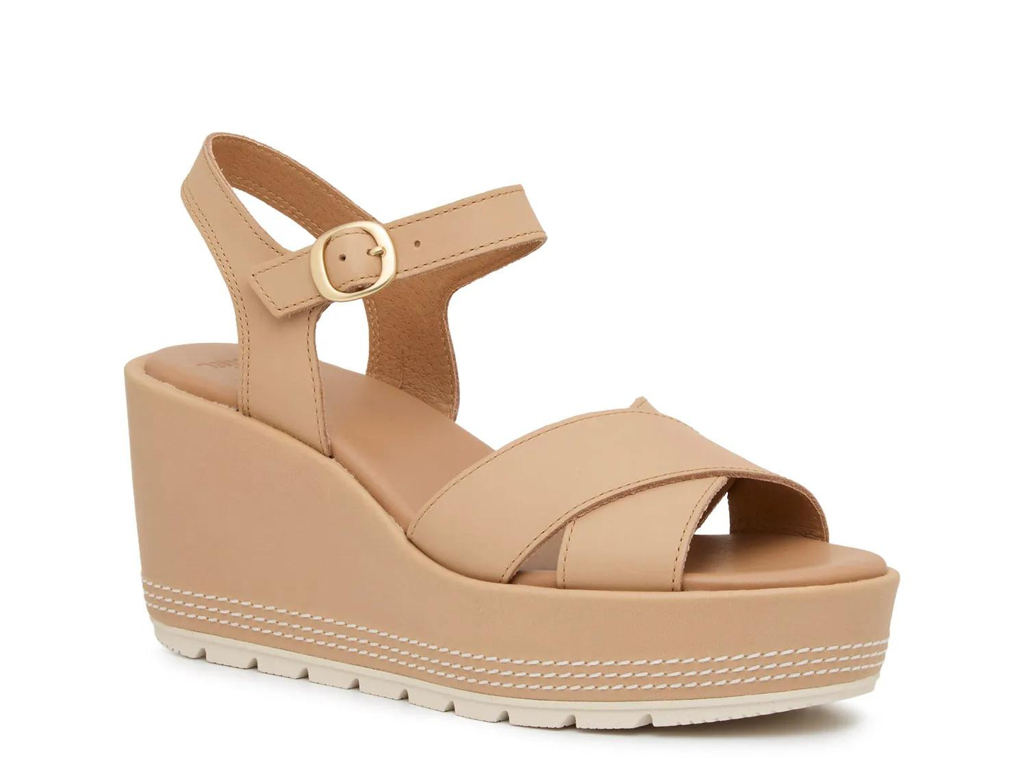 SOREL Sunpeak Wedge Sandal | Women's | Beige | Size 5.5 | Sandals | Ankle Strap | DSW