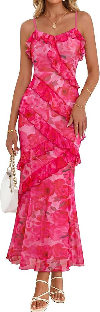 MEROKEETY Summer Floral Wedding Guest Maxi Dress Women 2026 Formal Cocktail | Amazon (US)