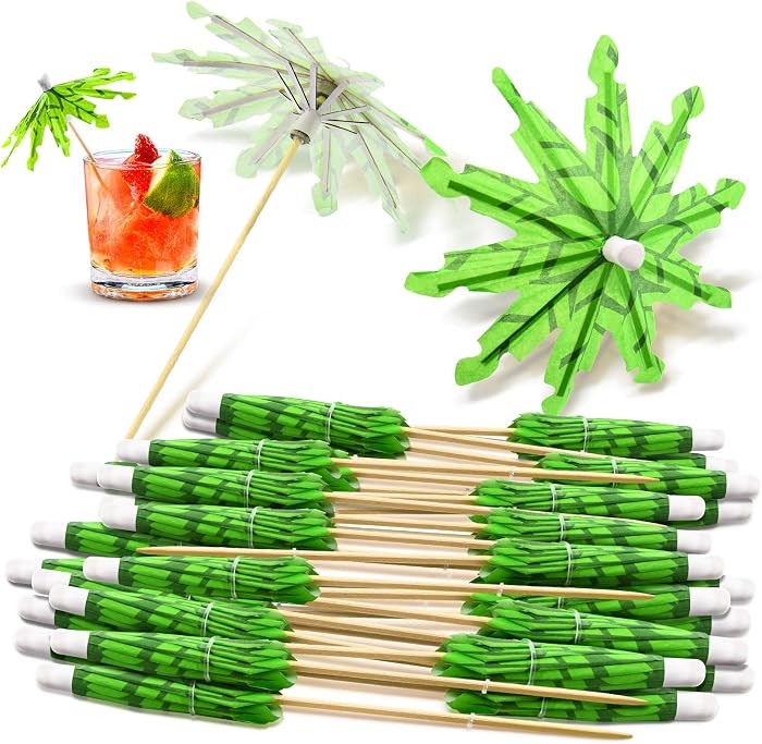 Geiserailie 40 Pcs Drink Umbrellas Cocktail Picks, Coconut Palm Tree Cocktail Umbrellas for Drinks, Mini Paper Umbrella Toothpicks Sticks for Summer Hawaiian Cupcake Toppers Tropical Party Decor | Amazon (US)