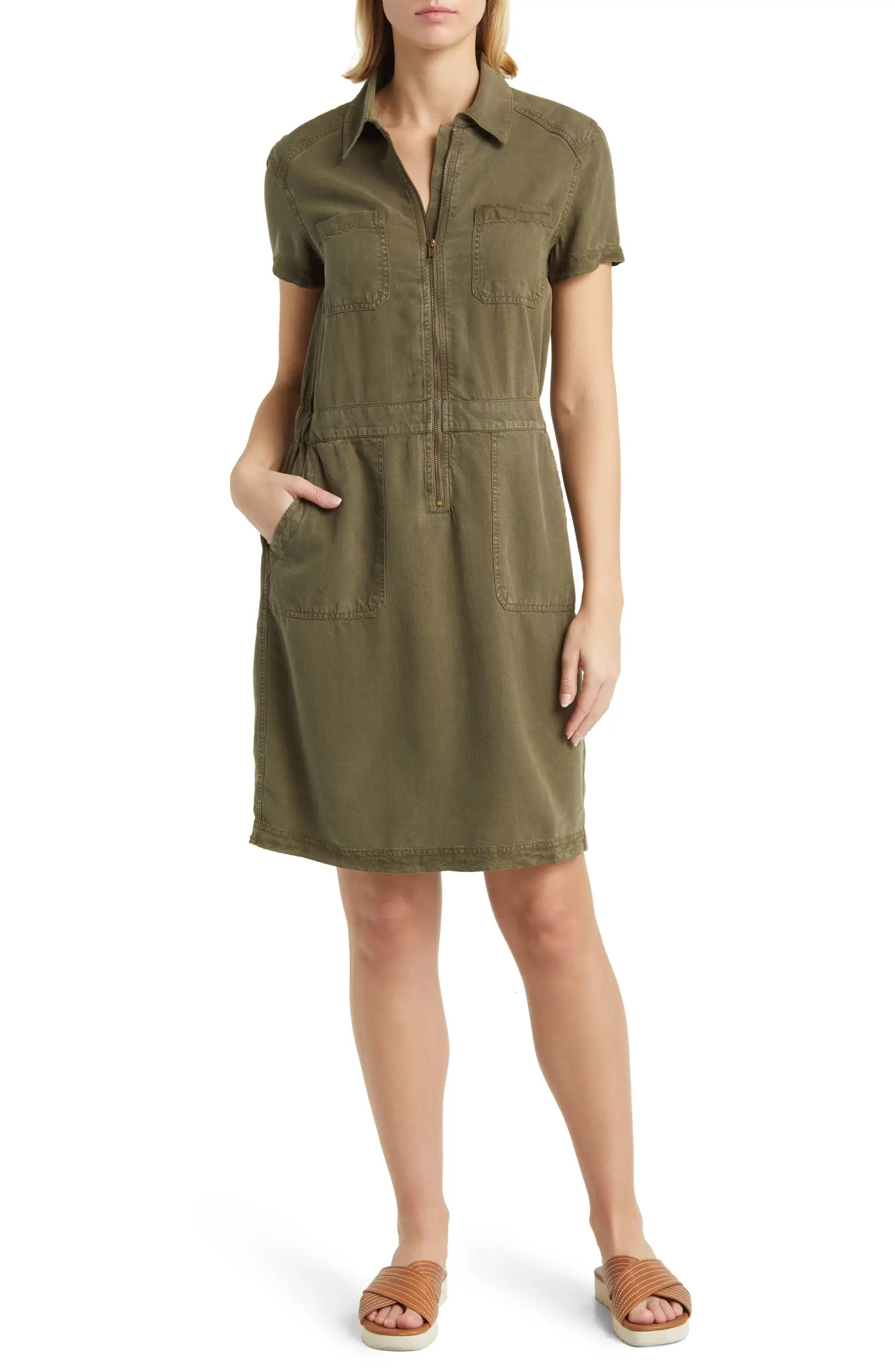 Utility Short Sleeve Zip Front Shirtdress | Nordstrom