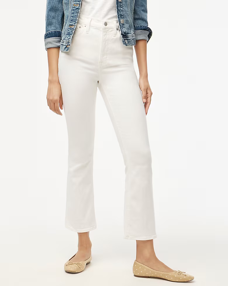 Flare crop high-rise white jean in signature stretch | J.Crew Factory