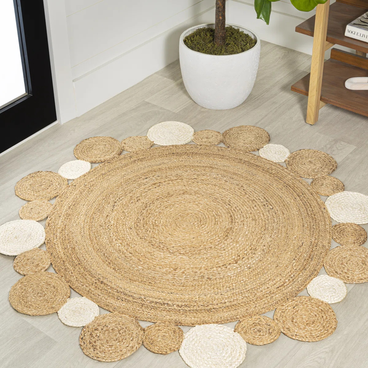 Adwin Two-Tone Jute Hippy Circle Natural/Cream Rug | Wayfair North America