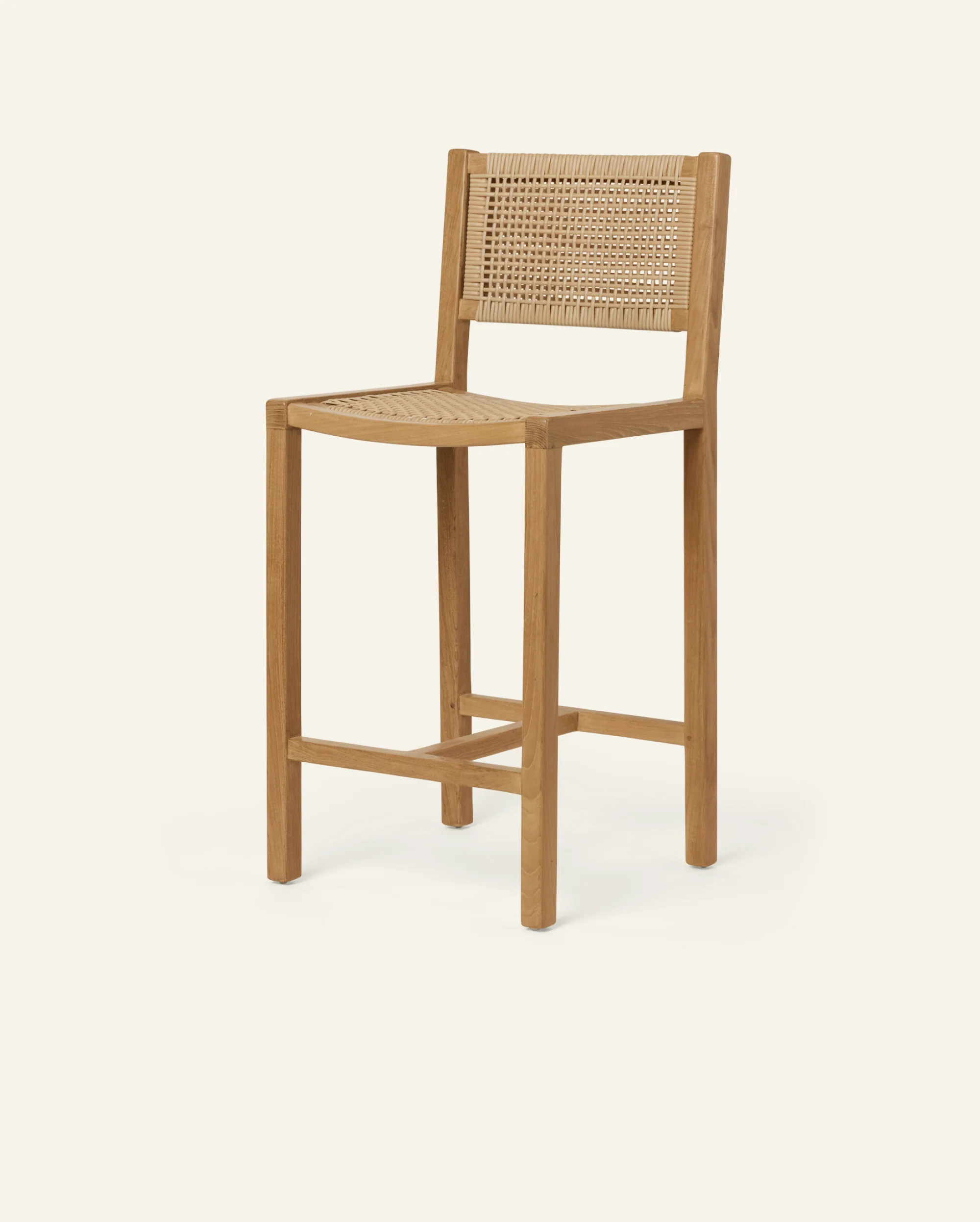 Nusa Counter Stool - Teak Counter Stool with Woven Synthetic Rattan | Häti Home