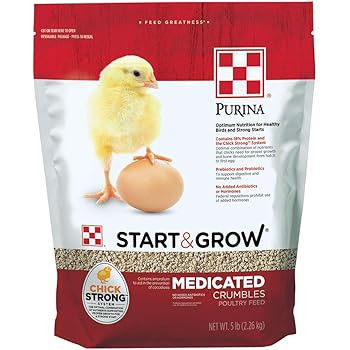 Purina Start & Grow Starter/Grower Medicated Feed Crumbles, 5 lb bag | Amazon (US)
