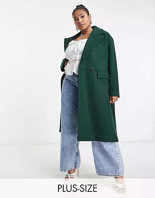 Ever New Curve formal cocoon coat in emerald green | ASOS (Global)