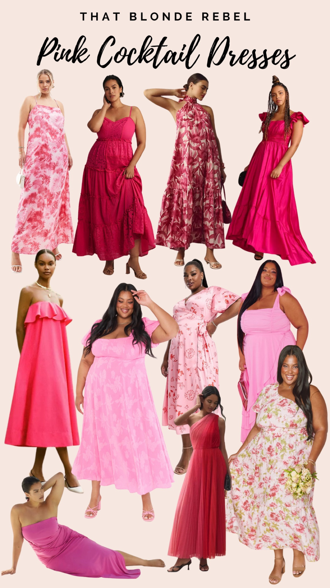 Standard and plus sizes in these beautiful pink cocktail dresses 

#LTKSeasonal #LTKWedding #LTKPlusSize
