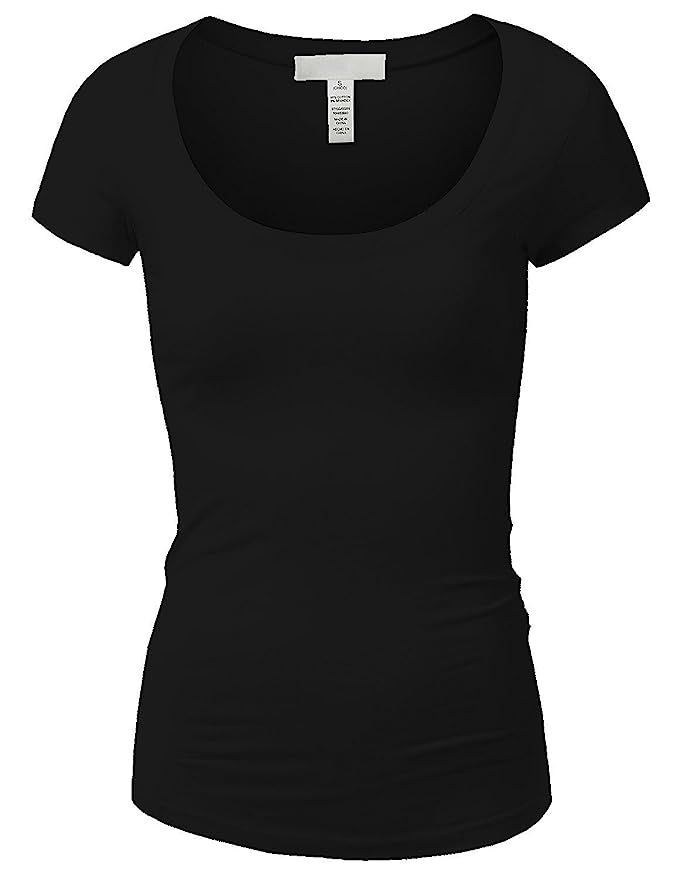 Emmalise Women's Short Sleeve Tshirt Scoop Neck Tee Junior and Plus Sizes | Amazon (US)