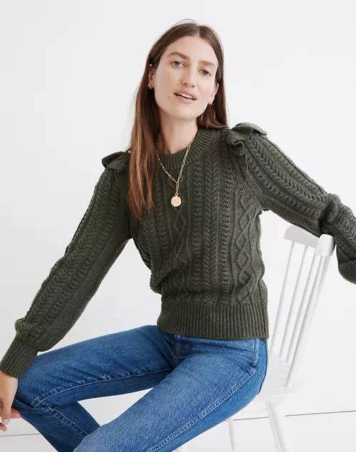 Hollydene Ruffle-Shoulder Pullover Sweater | Madewell