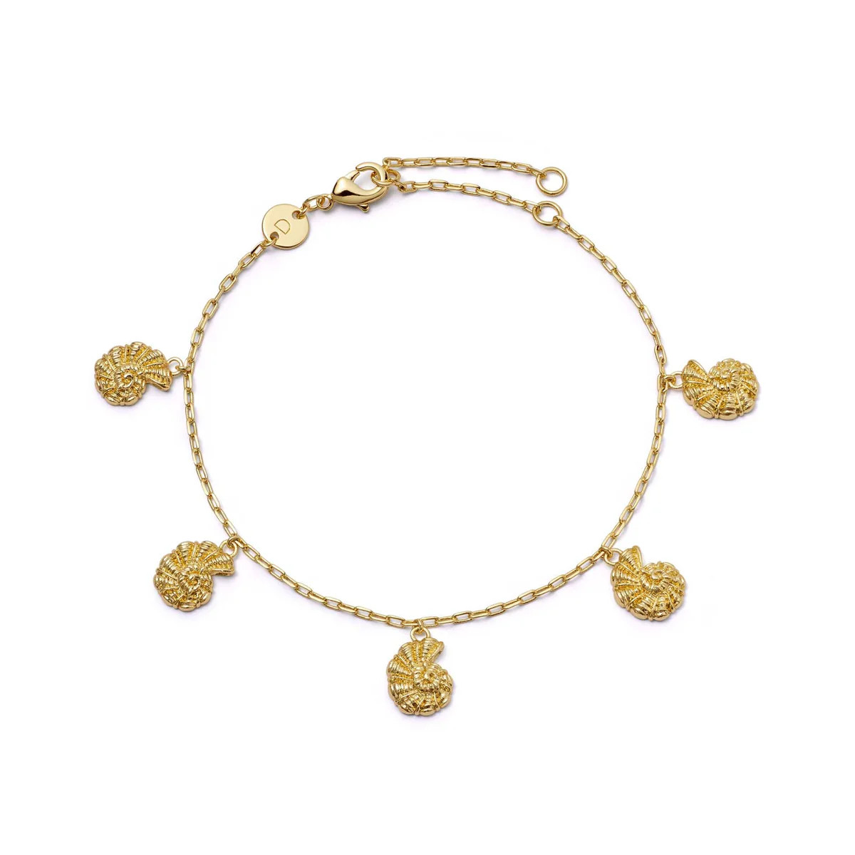 Polly Shell Charm Bracelet 18ct Gold Plate | Daisy London Jewellery