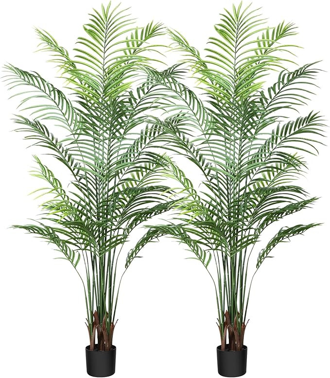 CROSOFMI Artificial Areca Palm Plant 6Feet Fake Tropical Palm Tree, Perfect Faux Dypsis Lutescens... | Amazon (US)