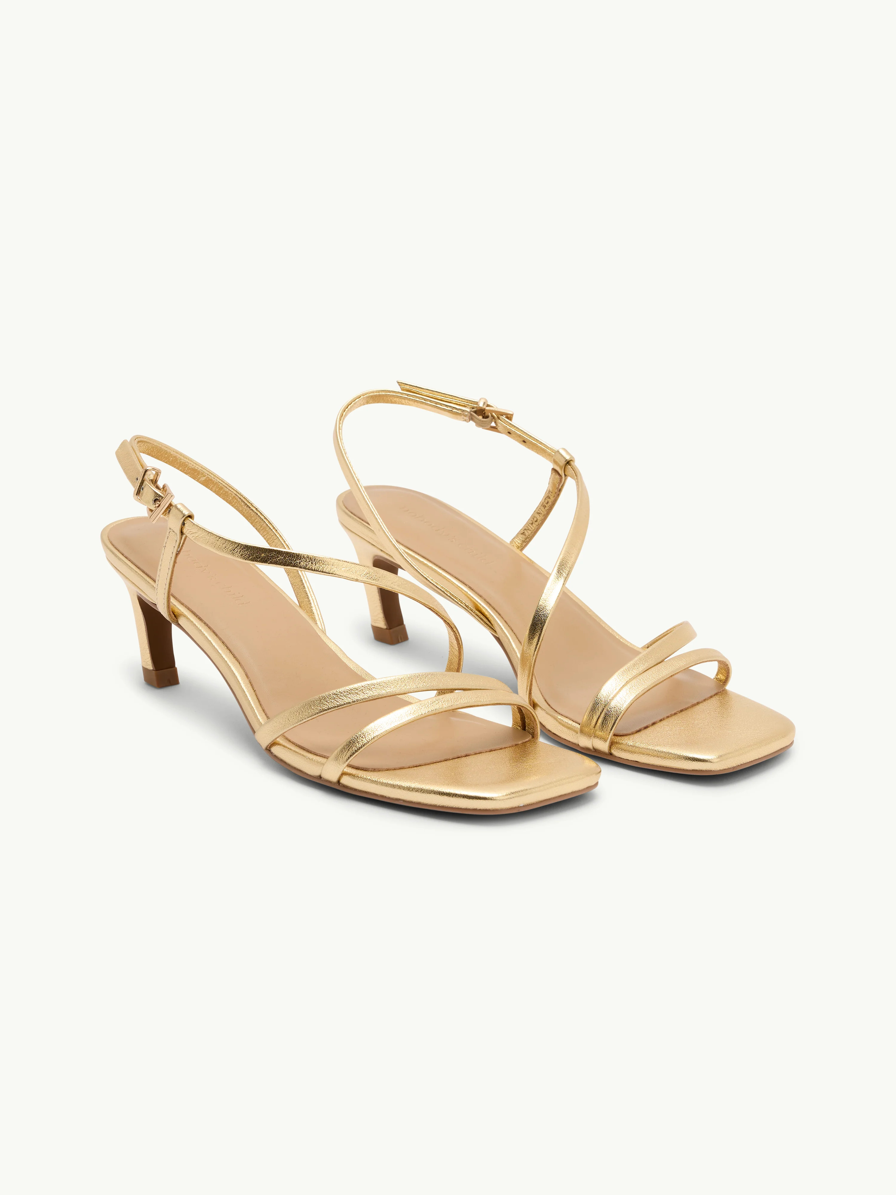 Gold Leather Strappy Kitten Heels | Nobody's Child