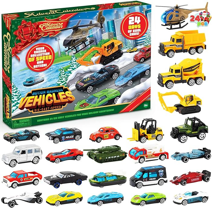 JOYIN 2025 Christmas Advent Calendar, 24 Days Countdown Calendar Diecast Cars Set, Christmas Vehi... | Amazon (US)