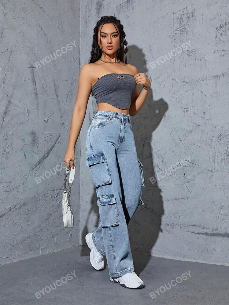 Flap Pocket Side Cargo Jeans | SHEIN