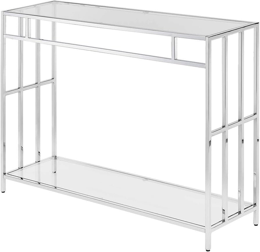 Convenience Concepts Mission Glass Console Table, Clear Glass / Chrome | Amazon (US)