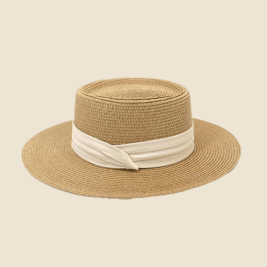 1pc Women's Summer Solid Color Sun Hat With Ribbon Decor, Straw Hat | SHEIN EUR | SHEIN