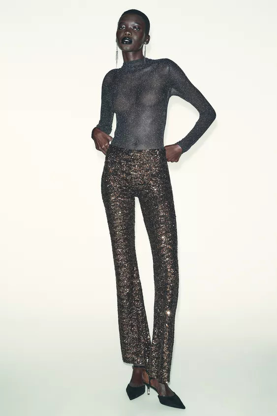 SEQUIN FLARE LEGGINGS | Zara US