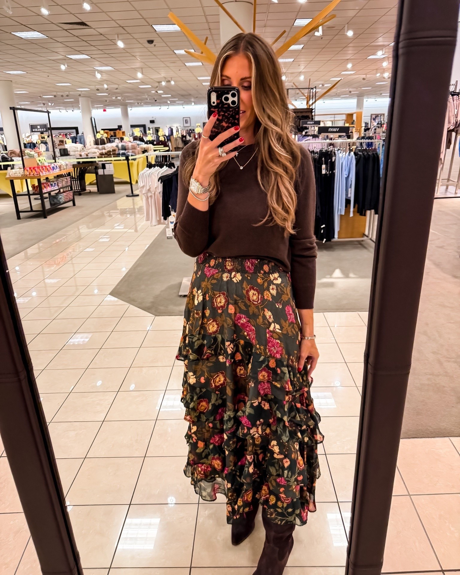 This floral skirt is such a pretty way to bring fall colors into your wardrobe. Paired with a simple sweater, it creates a feminine look with beautiful movement and texture. The darker floral print makes it easy to style now and carry into the cooler months with boots, flats, or a cozy cardigan.

floral skirt midi skirt fall outfit sweater outfit fall transition outfit feminine style autumn fashion casual chic outfit women’s fashion date night outfit classic style TheMomInStyle

#LTKgrwm #LTKootd #LTKSeasonal
