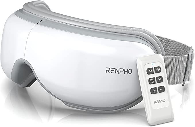 RENPHO Eye Massager with Heat, Compression, Remote Control, Bluetooth, Eyeris1 Temple Massage Mas... | Amazon (US)