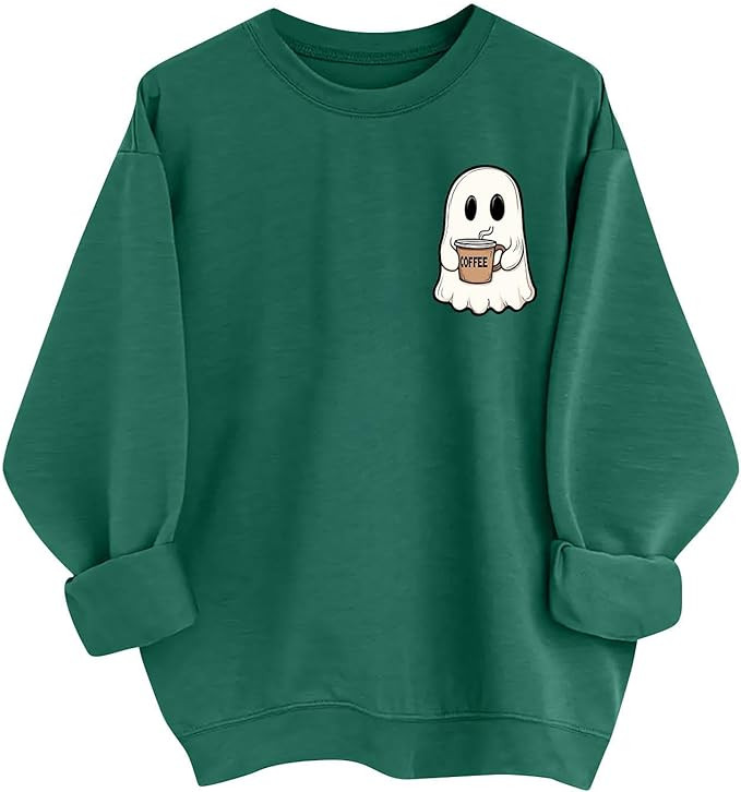 Women's Halloween Sweatshirt Funny Cute Ghost Graphic Print Pullover Oversized Long Sleeve Crewne... | Amazon (US)