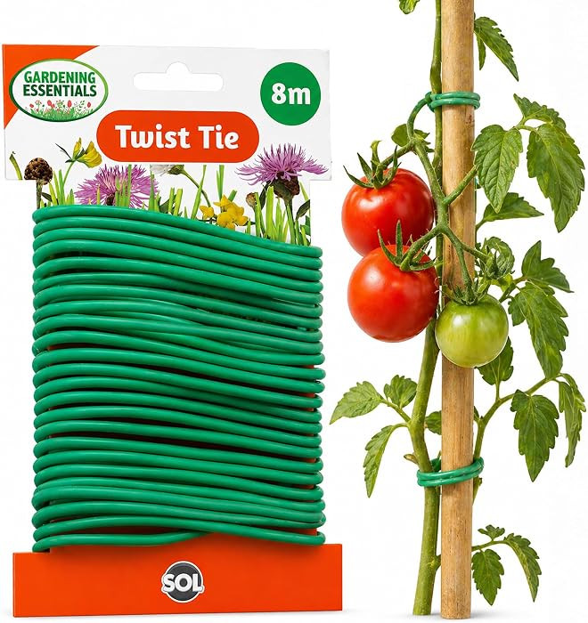 SOL 8m Soft Twist Garden Ties for Climbing Plants, 3.5mm Green Cable Ties, Flexible & Reusable Pl... | Amazon (UK)