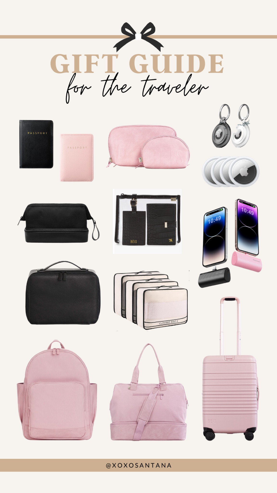 Gift guide for the traveler✈️🏝🌆
All of these are my travel essentials! I can not go anywhere without these! I love anything from Beis (in pink of course!💕) 
I made sure to include little things like AirTags, passport covers, and portable chargers because I know how important they are when traveling!!!!🤩

#LTKGiftGuide #LTKtravel #LTKitbag