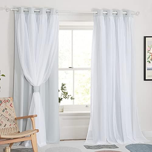PONY DANCE White Blackout Curtains - Curtains 84 inches Long with Sheer Overlay Nursery Panels for B | Amazon (US)