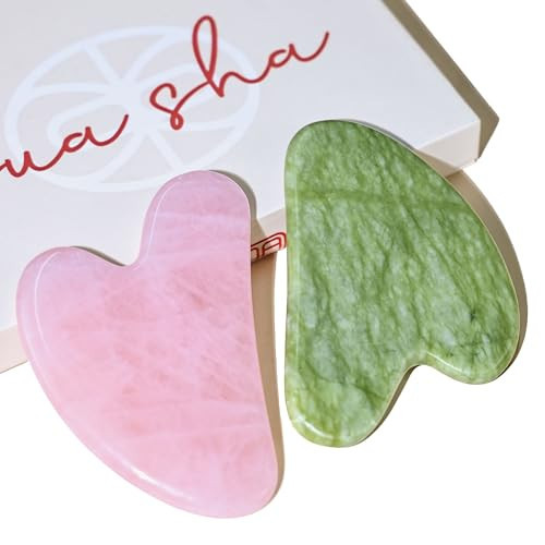 Rena Chris Rose Quartz and Xiuyan Jade Gua Sha, Natural Jade Gua Sha Facial Tools for SPA Acupuncture, Gua Sha Stone for Body Face Neck and Eye, Daily Skin Care Tools | Amazon (US)