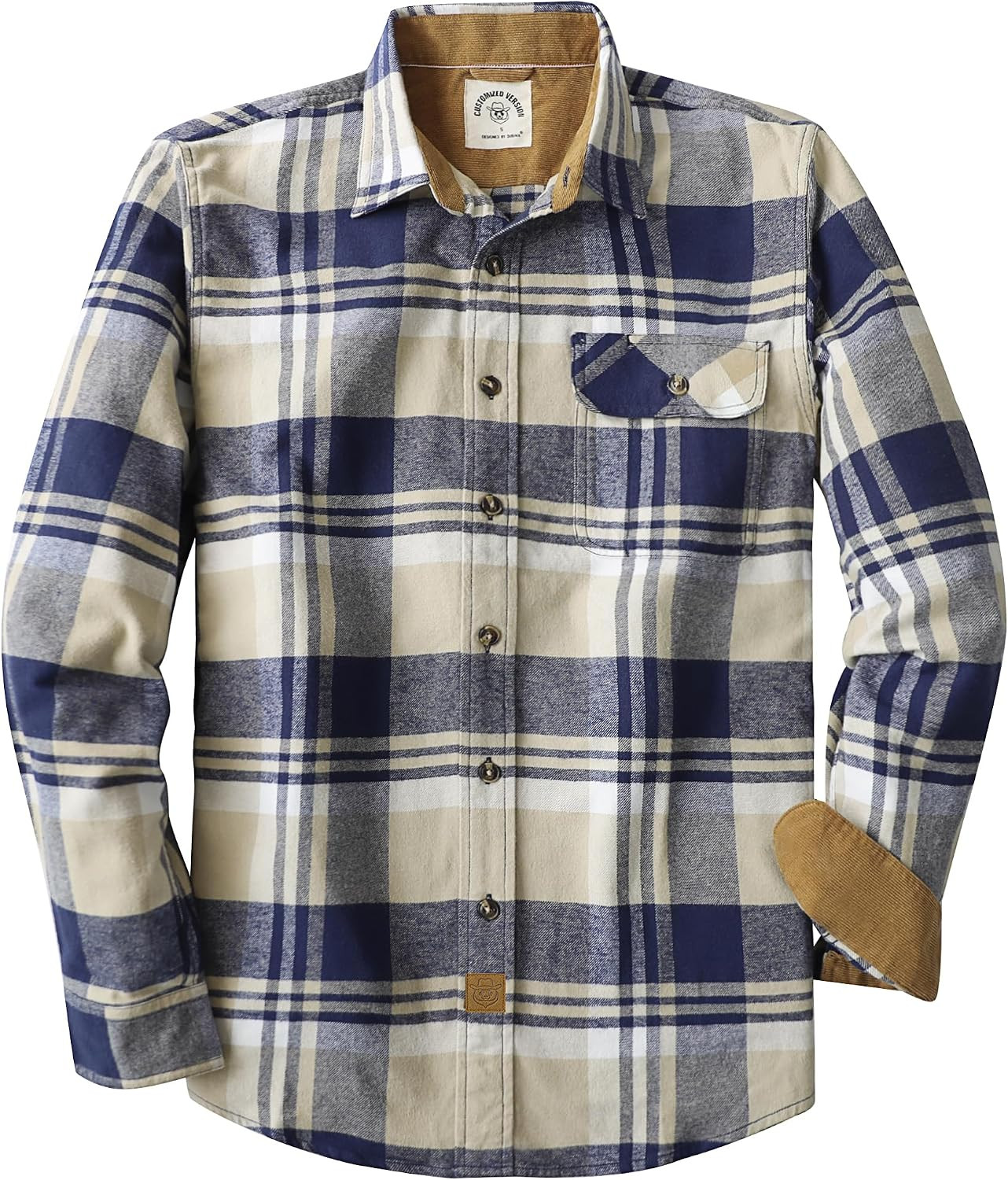 Dubinik® Flannel Shirt for Men Long Sleeve Casual Brushed 100% Cotton Vintage | Amazon (US)