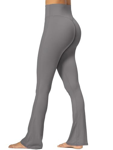 Sunzel No Front Seam Mini Flare Leggings for Women, Invisible Butt Scrunch Flared Yoga Pants with Tummy Control 34" Charcoal Gray Medium | Amazon (US)