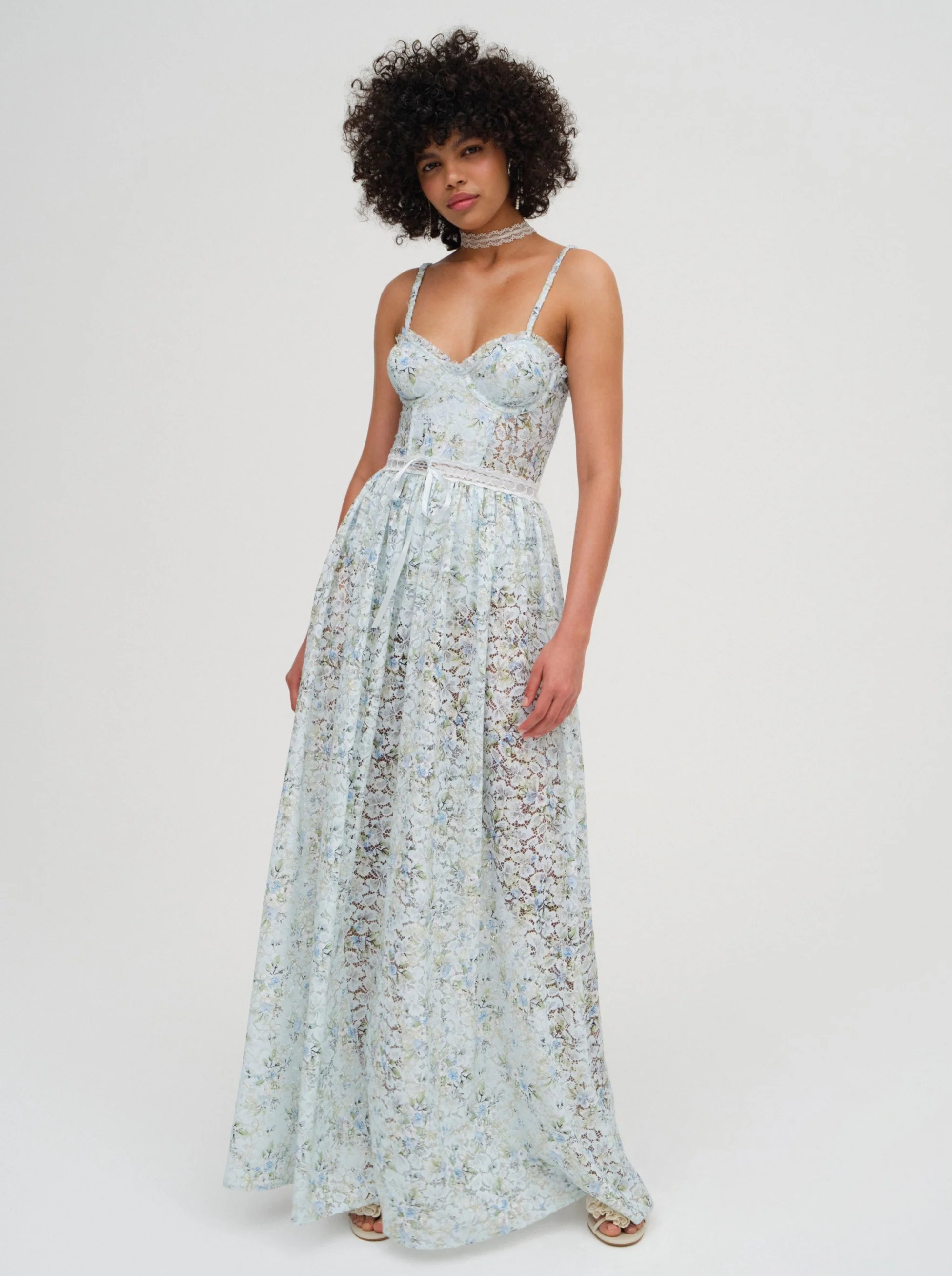 Cecelia Lace Maxi Dress — Blue | For Love & Lemons