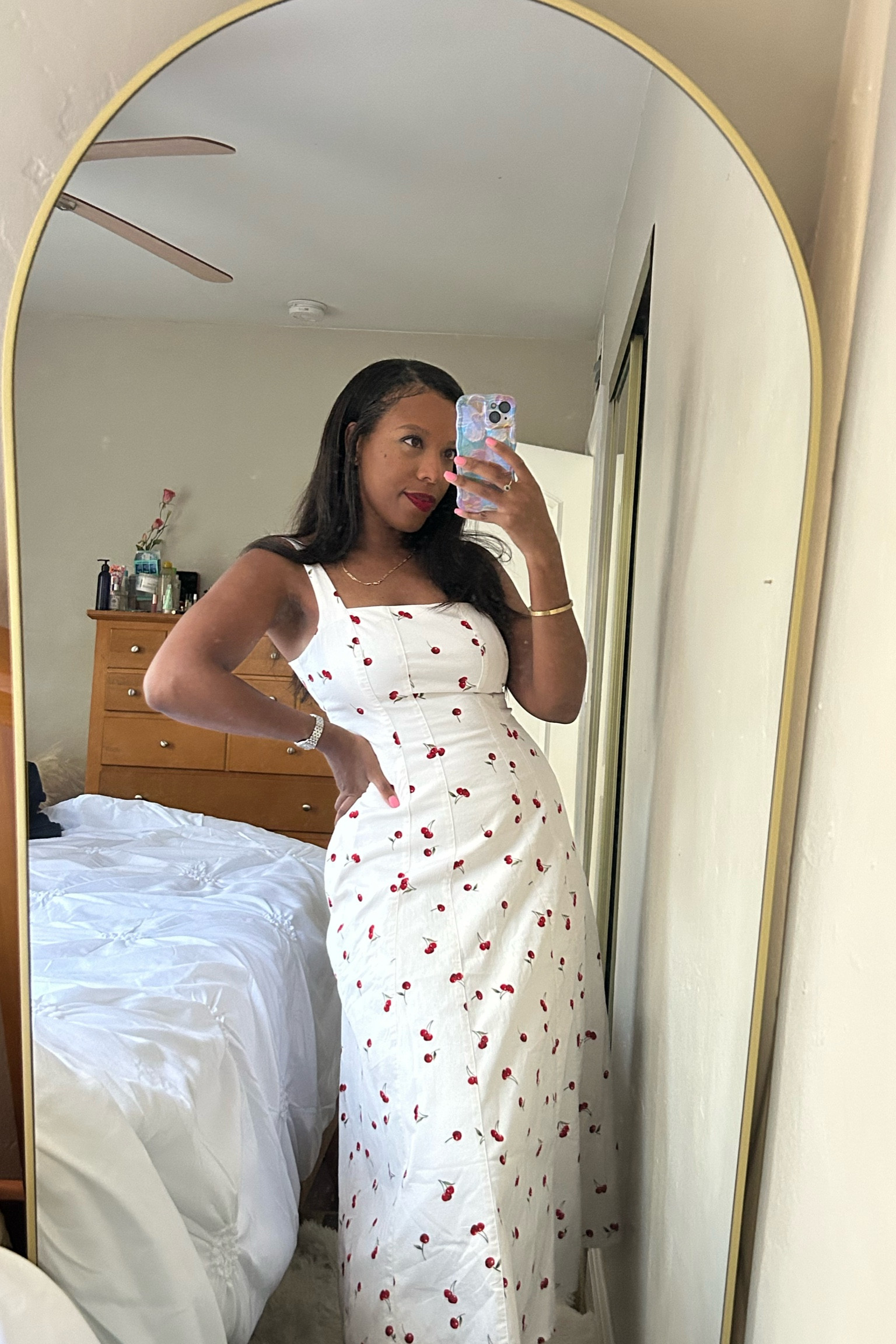 Cherry print dress/mirror/resort wear/spring dress/boat day

#LTKPets #LTKTravel #LTKFindsUnder100