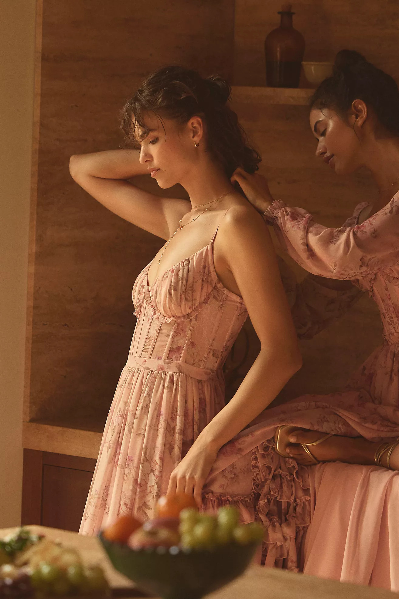 V. Chapman Carmen Corset Front-Slit Ruffled Gown | Anthropologie (US)