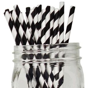 Just Artifacts 25pcs Striped Black Paper Straws - Great for Weddings and Birthday Parties - Click... | Walmart (US)