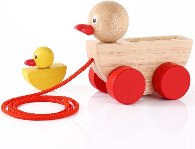 Babe Rock Baby Toys for 1 2 3 Year Old Gifts Wooden Ducks Pull Toy Set 2 Gift for Girls Boys Todd... | Amazon (US)