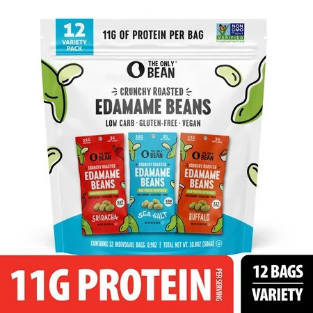The Only Bean Crunchy Roasted Edamame - Healthy Snacks for Adults and Kids (Variety Pack), Low Carb Keto Snack Food, Vegan Gluten Free High Protein Snacks (11g), Office Snack, 0.9oz 12 Pack | Walmart (US)