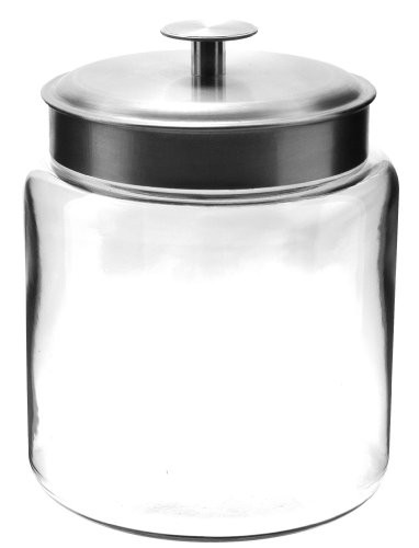 Anchor Hocking Montana Glass Jars with Fresh Sealed Lids, Brushed Metal, 96 oz (Set of 2) | Amazon (US)
