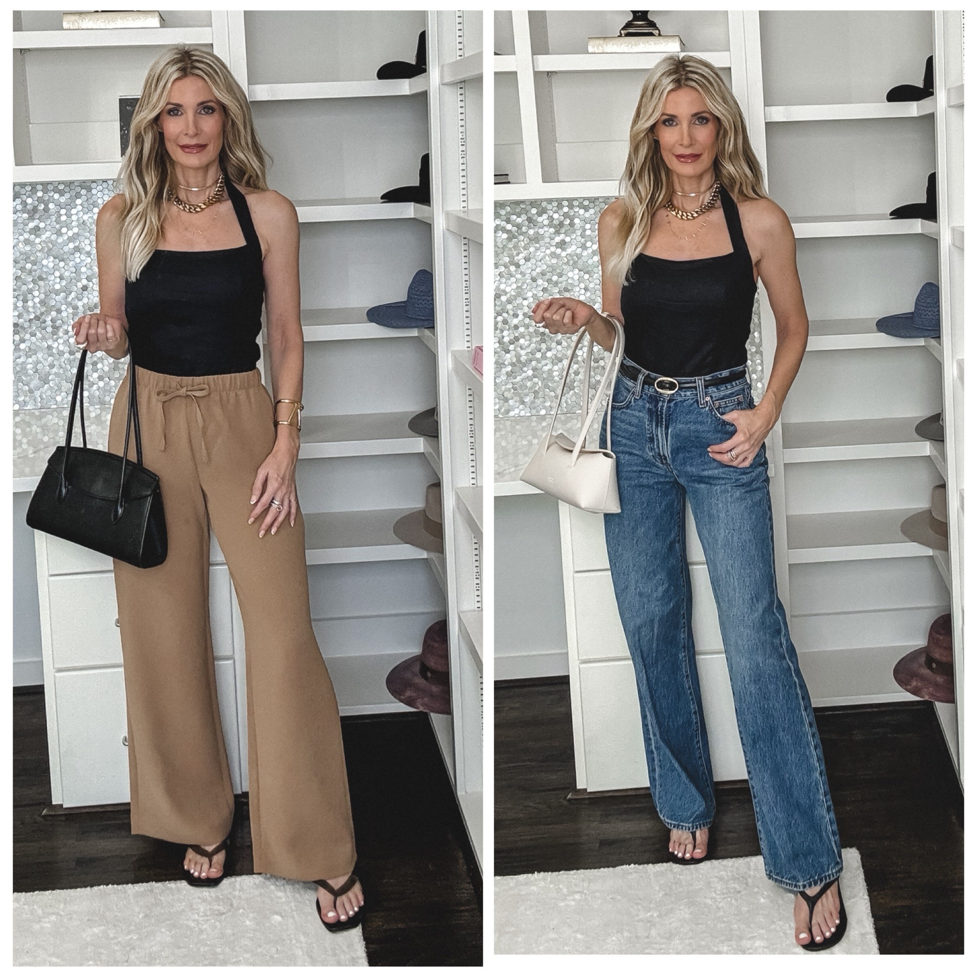 Quince black linen summer top styled 2 ways: with Aritzia wide leg jeans for an easy summer denim outfit, and with Aritzia Lodge Pants for a chic shorts alternative. Comfortable, polished, and perfect for warm weather. Wearing XS in the top. #LTKSummer #LTKStyleTip #LTKFinds #LTKDenim 

 

#LTKOver40 #LTKootd #LTKSeasonal #LTKOver40