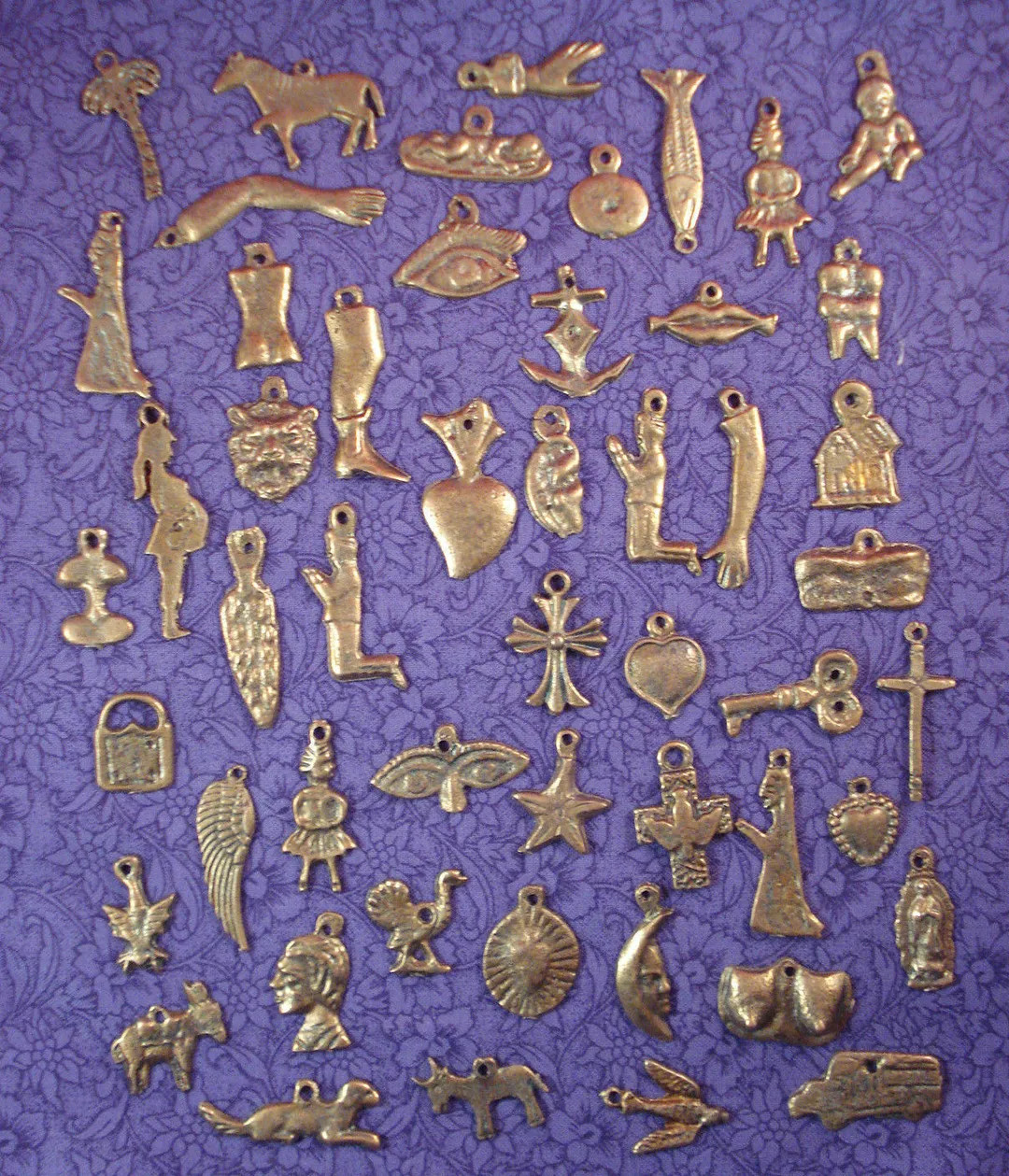 Ex Votos Milagros Hearts Charms 100 Assorted Antiqued Gold Tone Mexican Milagro Charm Ex Votos Of... | Etsy (US)