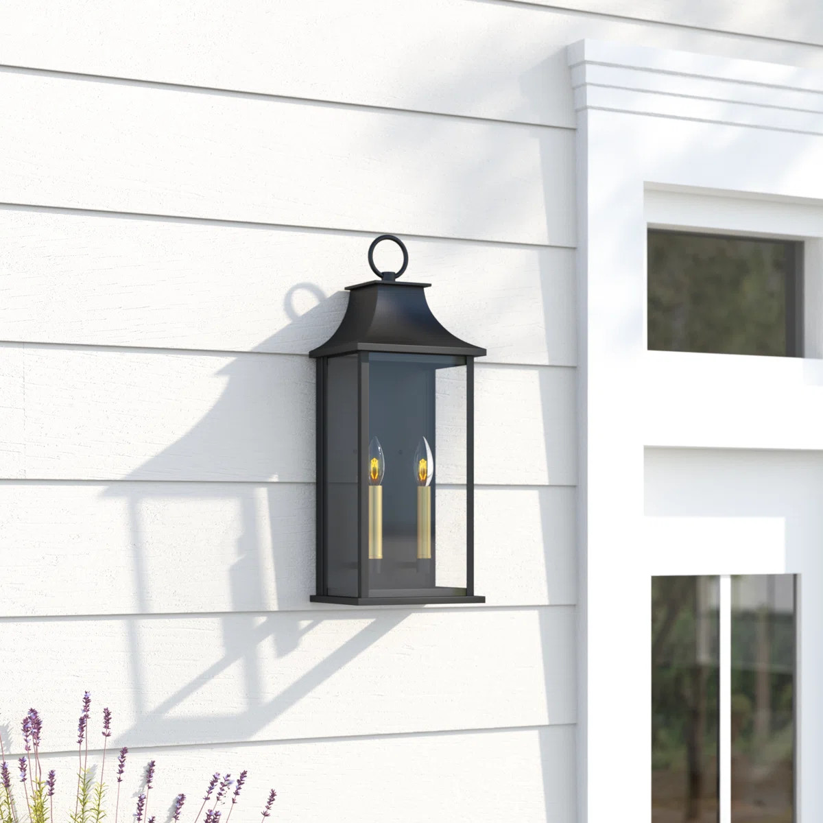 Alletta 2 - Light 21'' H Dimmable Metal Cage Glass Wall Light with Dusk to Dawn | Wayfair North America